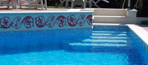Particolare decorazione piscina Villa Marchetti